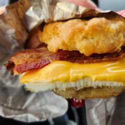 Wendy's - Didn't eat this. Rubbery, stretchy bacon egg and cheese biscuit.
