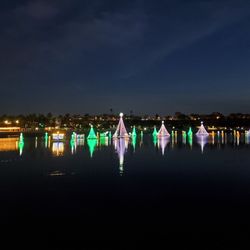 Newport Dunes Waterfront Resort and Marina - Christmas and Hanukkah at the Dunes. (There is a menorah float in the middle.)