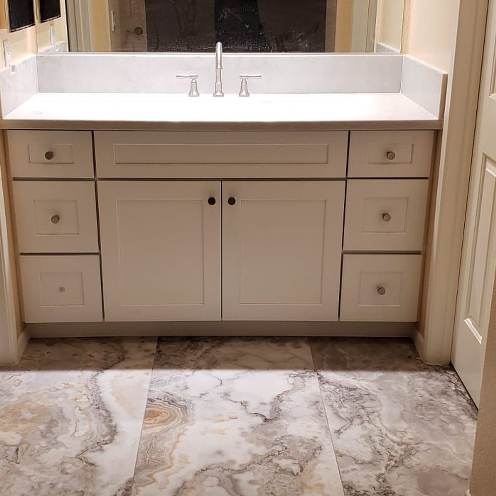 Lyvayko Building Systems - Vanity. This porcelain tile looks amazing on the floor. - General Contractors Near Me - San Marcos, California Lyvayko Building Systems - Vanity. This porcelain tile looks amazing on the floor. - General Contractors Near Me - San Marcos, California