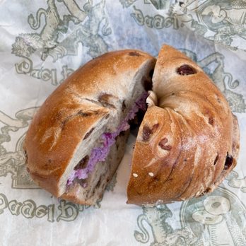 Bagel Pub - Cinnamon raisin bagel with blueberry crumb cream cheese - Bagels Near Me - New York, New York