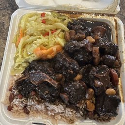 Oxtails, Cabbage, Rice and Peas