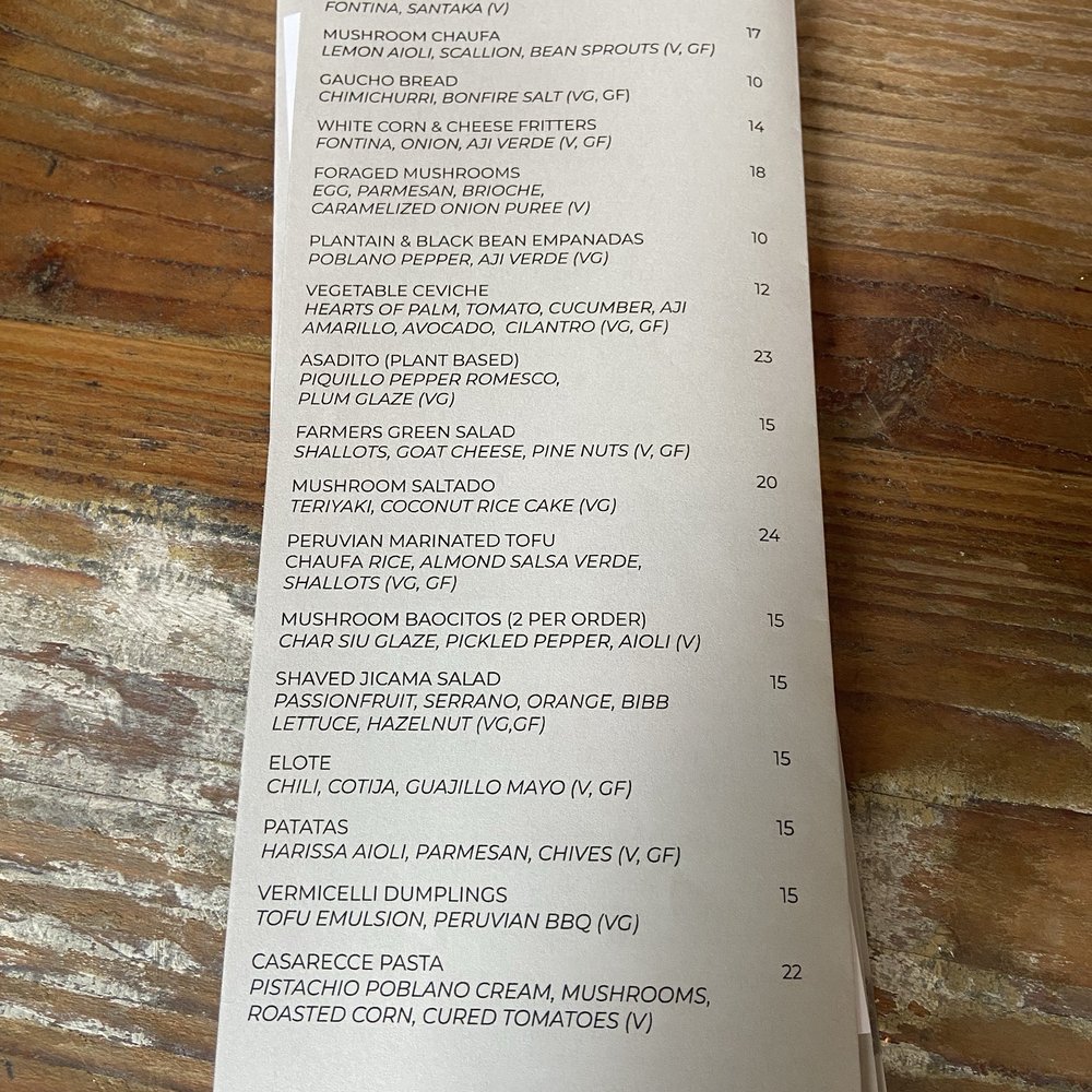 Vegetarian menu May 2026