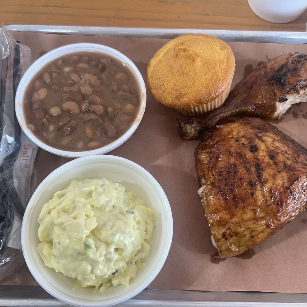 Rusty Bucket JawSmacking BBQ - 1 meat, 2 sides- chicken, potato salad, beans - Barbeque Near Me - San Antonio, Texas Rusty Bucket JawSmacking BBQ - 1 meat, 2 sides- chicken, potato salad, beans - Barbeque Near Me - San Antonio, Texas