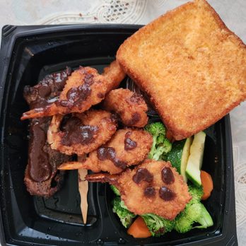 Sizzler - I brought my hubby back a plate. It's the steak and fried shrimp, which he enjoyed very much - Seafood Near Me - Torrance, California Sizzler - I brought my hubby back a plate. It's the steak and fried shrimp, which he enjoyed very much - Seafood Near Me - Torrance, California
