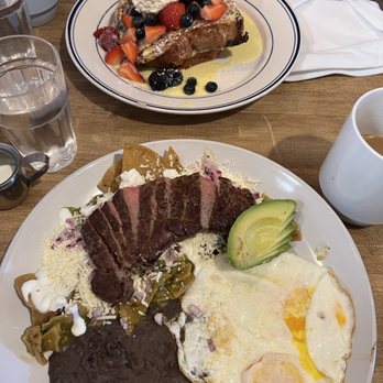 Pochos - chilaquiles verdes with steak & the french toast - Breakfast & Brunch Near Me - Chicago, Illinois Pochos - chilaquiles verdes with steak & the french toast - Breakfast & Brunch Near Me - Chicago, Illinois