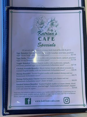 Menu photo 1 Katrina's Cafe Auburn, CA