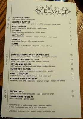 Menu photo 4 Wildweed Cincinnati, OH
