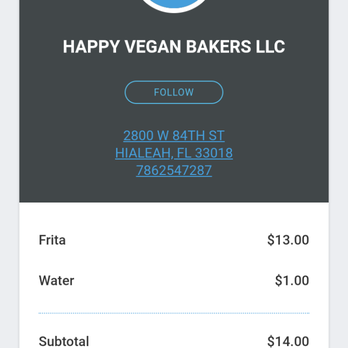 Happy Vegan Bakers - Lunch receipt - Vegan Near Me - Hialeah, Florida Happy Vegan Bakers - Lunch receipt - Vegan Near Me - Hialeah, Florida