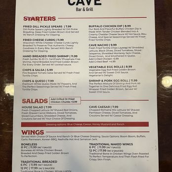 Cave Bar & Grill - Cave Menu - Sports Bars Near Me - Tulsa, Oklahoma
