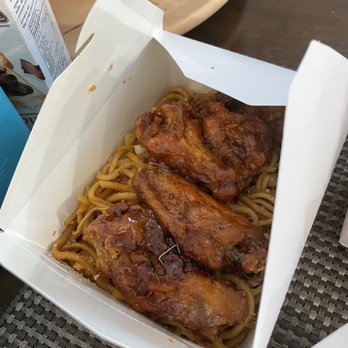 Blue Saigon - Garlic noodles with candied chicken wings with the staple in it - Asian Fusion Near Me - Pittsburg, California Blue Saigon - Garlic noodles with candied chicken wings with the staple in it - Asian Fusion Near Me - Pittsburg, California