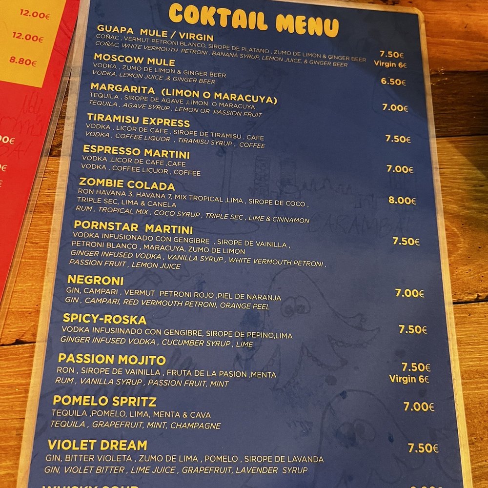 La Guapa - Cocktail menu - Vermouth Bars Near Me - Barcelona, B La Guapa - Cocktail menu - Vermouth Bars Near Me - Barcelona, B