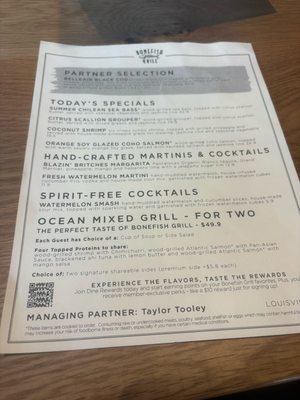 Menu photo 1 Bonefish Grill Louisville, KY Menu photo 1 Bonefish Grill Louisville, KY