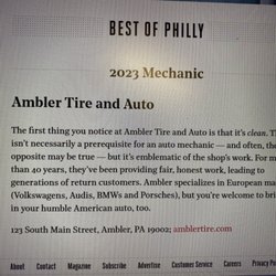 Ambler Tire & Auto - Thank you Philly for voting us best mechanic 2023