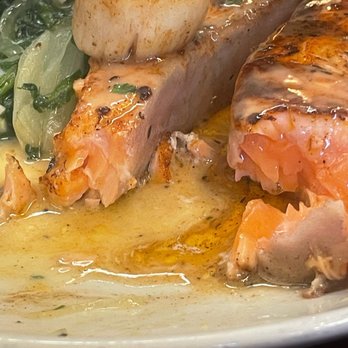 Pappadeaux Seafood Kitchen - Supposed to be medium cooked salmon raw in the middle. - Seafood Near Me - Arlington, Texas Pappadeaux Seafood Kitchen - Supposed to be medium cooked salmon raw in the middle. - Seafood Near Me - Arlington, Texas