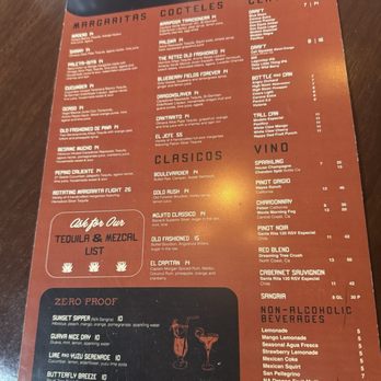 Madero 1899 - Drink menu - Mexican Near Me - Fullerton, California