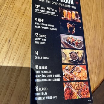 Twin Peaks - Happy hour menu - New American Near Me - Fort Worth, Texas Twin Peaks - Happy hour menu - New American Near Me - Fort Worth, Texas