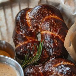 20Twenty Restaurant & Bar - Fresh-baked pretzel bread -- warm & golden, perfect with craft beer at 20Twenty Willow Glen.