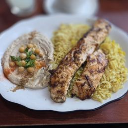 Salmon dinner with rice & hummus Salmon dinner with rice & hummus