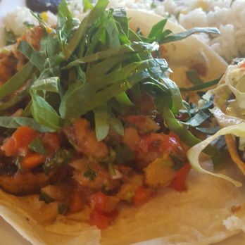 Taco Ocho - 1 shrimp taco w/mango pico &1 Aztec tostada (veggie) . Served with a side of rice &black beans.... very yummy.All this for $9.99! - Mexican Near Me - Richardson, Texas Taco Ocho - 1 shrimp taco w/mango pico &1 Aztec tostada (veggie) . Served with a side of rice &black beans.... very yummy.All this for $9.99! - Mexican Near Me - Richardson, Texas