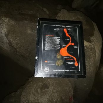 Subway Cave & Lava Tubes - Small map placard inside the cave. - Parks Near Me - Hat Creek, California