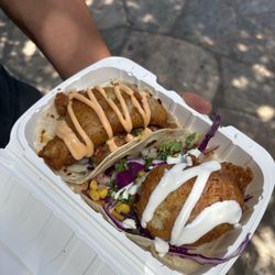 Surf N Turf Tacos - Battered fish tacos