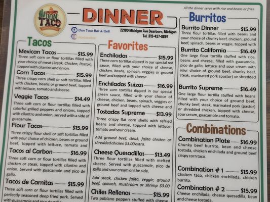 Menu photo 4 Don Taco Bar and Grill Dearborn, MI Menu photo 4 Don Taco Bar and Grill Dearborn, MI