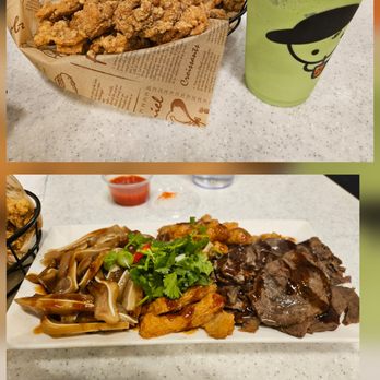 Bubble World - chicken nuggets, melon slushie, and mixed braised plate - Taiwanese Near Me - Burnaby, British Columbia