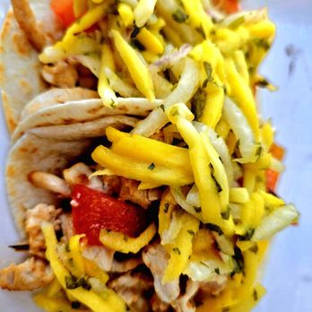 Aeirloom Bakery - Three chicken tacos with mango and peppers - New American Near Me - Los Angeles, California