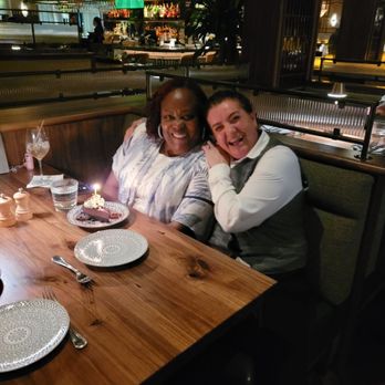Del Mar - West Palm Beach - Our waitress celebrating us with a Happy birthday - Seafood Near Me - West Palm Beach, Florida Del Mar - West Palm Beach - Our waitress celebrating us with a Happy birthday - Seafood Near Me - West Palm Beach, Florida