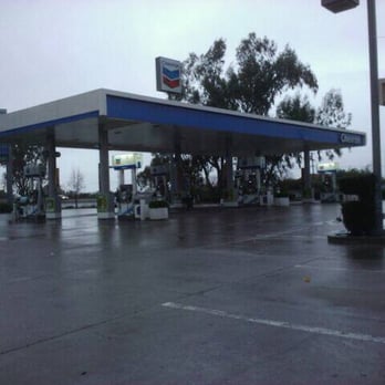 Chevron - a gas station on a rainy day - Gas Stations Near Me - Acampo, California