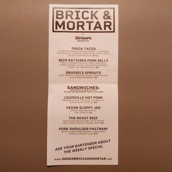 Atrium Brewing - On site food truck menu - Breweries Near Me - Louisville, Kentucky