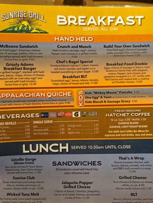 Menu photo 4 Sunrise Grill Boone, NC