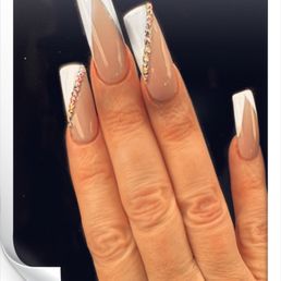 French manicure with Bling