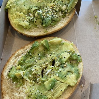 Einstein Bros. Bagels - Avocado toast on everything. Barely any seasoning on top just messy. - Bagels Near Me - Oceanside, California Einstein Bros. Bagels - Avocado toast on everything. Barely any seasoning on top just messy. - Bagels Near Me - Oceanside, California