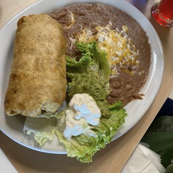 Loma Linda Restaurant - Pork chimichanga with beans - Mexican Near Me - Bakersfield, California Loma Linda Restaurant - Pork chimichanga with beans - Mexican Near Me - Bakersfield, California