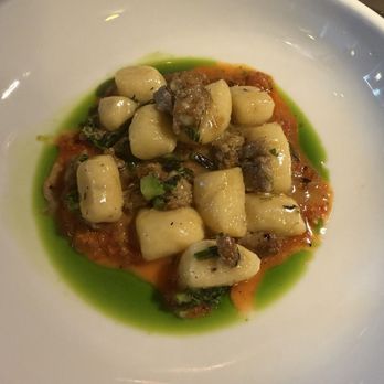 Gamlin’s Maplewood - GNOCCHI fennel pork sausage, romesco, pecorino, basil oil - Steakhouses Near Me - Maplewood, Missouri Gamlin’s Maplewood - GNOCCHI fennel pork sausage, romesco, pecorino, basil oil - Steakhouses Near Me - Maplewood, Missouri