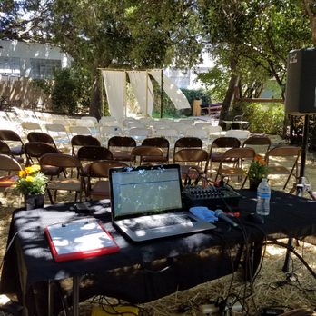 Humanist Hall - 7/2/17 DJ Rockalot wedding ceremony setup out back - Venues & Event Spaces Near Me - Oakland, California