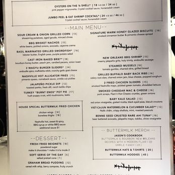 Buttermilk & Bourbon - menu 9/20 - Southern Near Me - Boston, Massachusetts