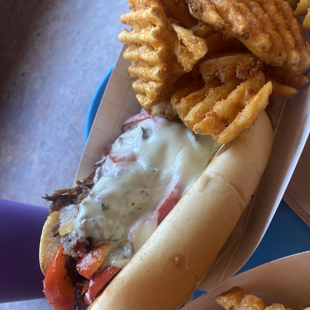 The Summit House - Philly cheesesteak with waffle fries - American Near Me - Whitefish, Montana The Summit House - Philly cheesesteak with waffle fries - American Near Me - Whitefish, Montana