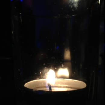 M & J Bistro - Dining area is VERY dark at night. One of the few sources of light. Could have more light and still create the right ambience - New American Near Me - Tracy, California