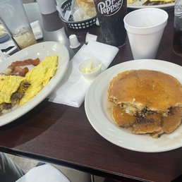 #4. Two Egg Any Style with 2 Chocolate Chip Pancakes Meat Skillets #4. Two Egg Any Style with 2 Chocolate Chip Pancakes Meat Skillets
