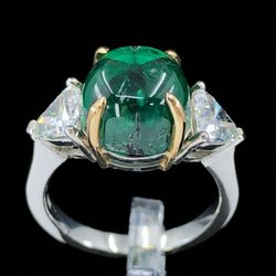 Global Gemology & Appraisals - Colombian trapiche emerald and diamond ring
