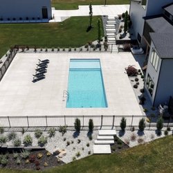 Sharks Pools - Get a stunning aerial view of the swimming pool project from above, revealing its beauty from a side perspective.