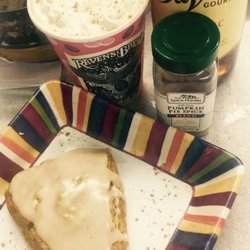 The Little Cordova Bakery - Glazed Pumpking Scone with a Pumpkin Pie Latte