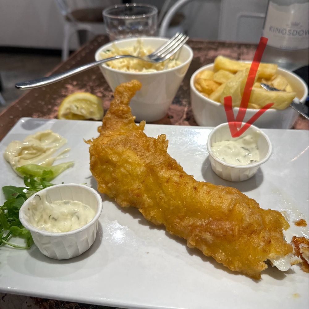 Hobson's Fish & Chips - Thimble sized tartar sauce. - British Near Me - London, XGL