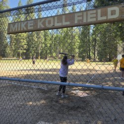 Lair of the Golden Bear - Annual softball game - Versus staff, Women's, and Men's - team blue won. Yay!