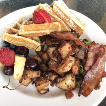 The Nest - Waffles with bacon. Perfect if you can't decide between savoury and sweet! - Breakfast & Brunch Near Me - Penticton, British Columbia