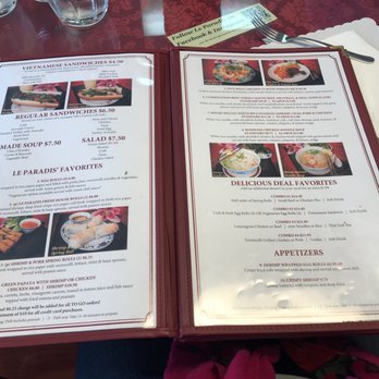 Le Paradis - 1st page of the menu - Vietnamese Near Me - Hayward, California