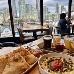 EXCELLENT hummus plate with flatbread.