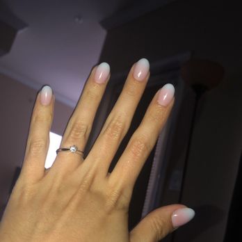 Diva Nails - Ombré pink to white powder manicure short rounded almond shape - Nail Salons Near Me - San Antonio, Texas Diva Nails - Ombré pink to white powder manicure short rounded almond shape - Nail Salons Near Me - San Antonio, Texas
